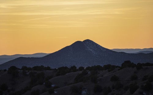 Sunset sky over Galisteo Basin Preserve landscape
