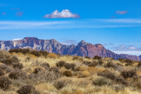 Mountains under blue sky near Zion National Park