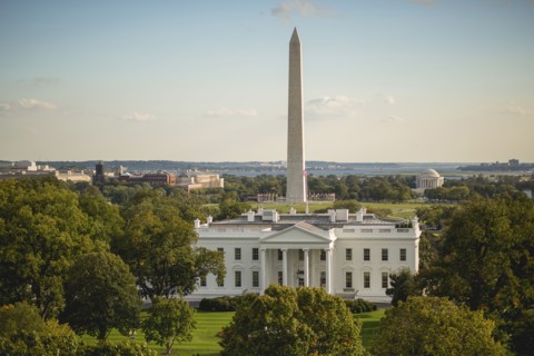 White House with Washington Monument behind