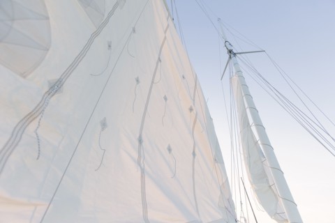 Low angle view of sailing mast