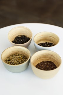 Selection of loose leaf teas in bowls