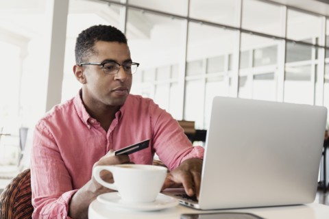 Young man in coffee shop