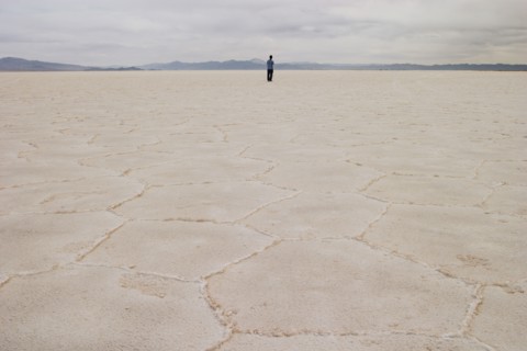 Person standing on salt flat
