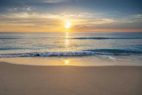 Sun rising above sea