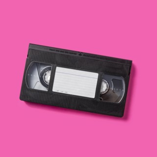 Studio shot of VHS tape with blank label