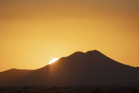 Sun setting over Cerrillos Hills State Park