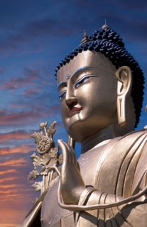 Giant Golden Buddha statue in Buddhist Monastery of Lamayuru