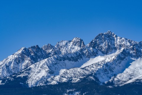 Sawtooth Mountains with snow