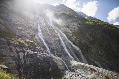Sofiyskiye Vodopady waterfall in Caucasus Mountains
