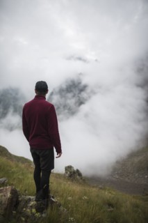 Man hiking in Swiss Alps