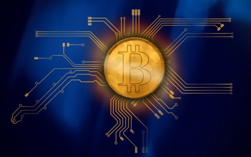 Bitcoin at circuit board