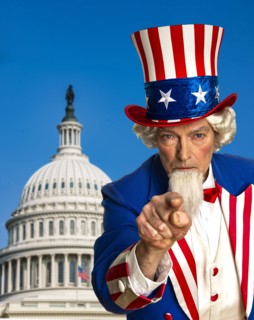 Usa, Washington Dc, Uncle Sam in front of USA, Capital building