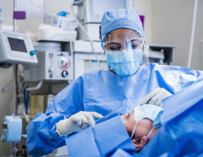 Doctor and patient during surgery