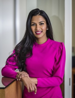 Portrait of beautiful woman at reception desk