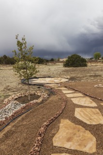 Usa, New Mexico, Santa Fe, Home renovation in desert garden