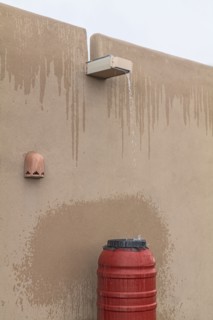 Collecting rainwater on building wall