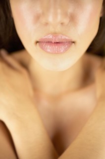 Close-up of shirtless woman