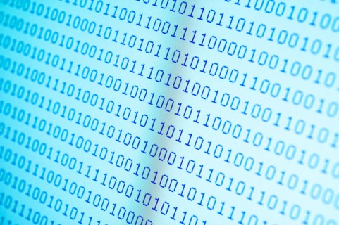 Rows of blue binary numbers