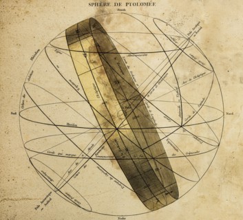 Ancient printed diagram of sphere of Ptolemy