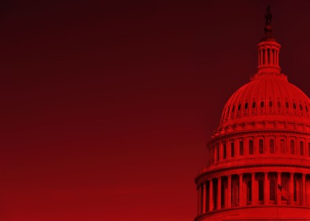 USA Capital Building on red background
