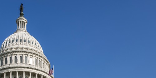 USA Capital building with flag