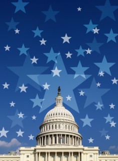 USA Capital building with flag
