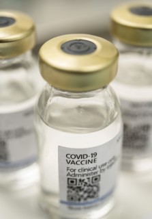 Close-up of a Covid-19 vaccine vial