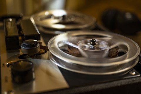 Retro reel-to-reel tape recorder