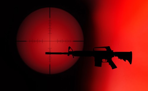 Target crosshair with AR-15 rifle