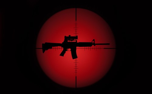 Target crosshair with AR-15 rifle