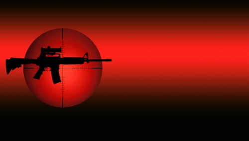 Target crosshair with AR-15 rifle