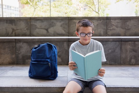 Boy with backpack