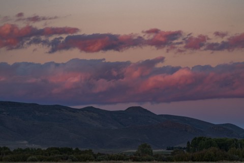 Pink clouds over foothills near Sun Valley