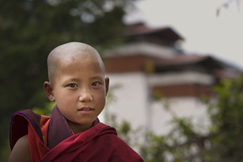 Asian boy wearing traditional robe