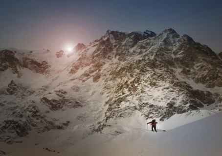 Caucasian skier on Monte Rosa slope