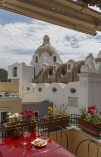 Restaurant balcony over Capri cityscape