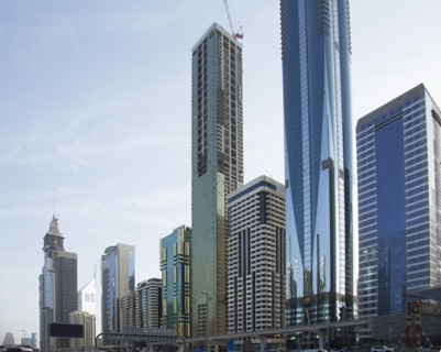 Highrise buildings in Dubai cityscape