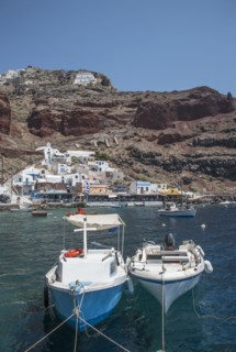 Boats in Santorini bay