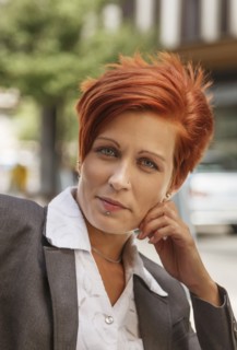 Caucasian businesswoman smiling