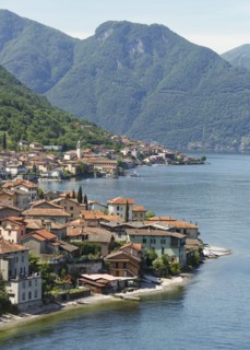Aerial view of Lake Como and Tremezzo waterfront