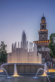 Ornate fountain near clock tower