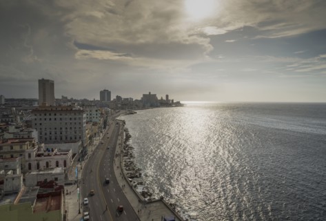 High angle view of Havana waterfront