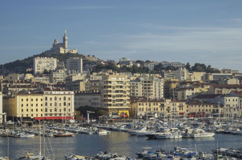 Aerial view of Marseille cityscape