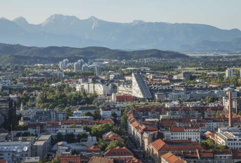 Aerial view of Ljubljana cityscape