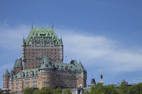 Chateau Frontenac Hotel against blue sky