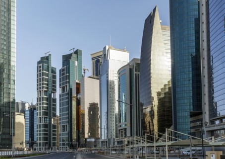 Highrise buildings in Doha cityscape