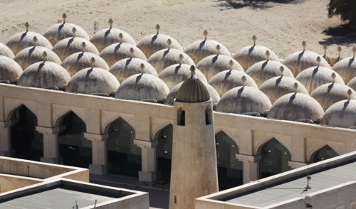High angle view of domes on ornate mosque