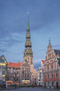 Ornate buildings in Riga cityscape