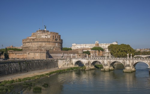 Sant Angelo Castle and bridge under blue sky
