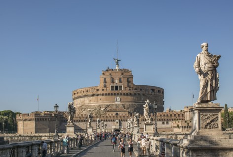 Sant Angelo Castle and statues under blue sky